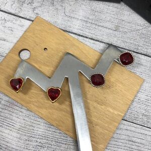 Bundle lot 2 dark red glass crystal ruby look earrings Avon + costume jewelry.